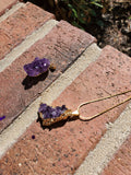  Gold plated amethyst cluster pendant with 18" chain. 