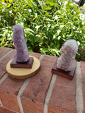 Amethyst Geodes on Wooden Stand