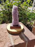 Amethyst Geodes on Wooden Stand