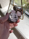 Rough Ruby Hexagon Stone from India. 1-2 inches wide 