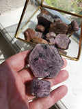 Rough Ruby Hexagon Stone from India. 1-2 inches wide 