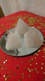 2-3 inch rose quartz pyramids from Brazil.