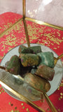 Hand-polished Ruby on Fuchsite stones from India. 1-2 inch wide each.