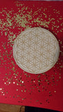 Flower of Life. Birchwood Engraved Grid Base. 6 inch in diameter.