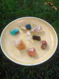 Included: Red Jasper, Carnelian, Rose Quartz, Amazonite and Blue Apatite from Madagascar, Honey Calcite and Amethyst point from Mexico, and black tourmaline and clear quartz crystal