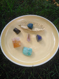 1 black tourmaline, 1 blue apatite, 1 Lapis Lazuli, 1 honey calcite, 1 amethyst point